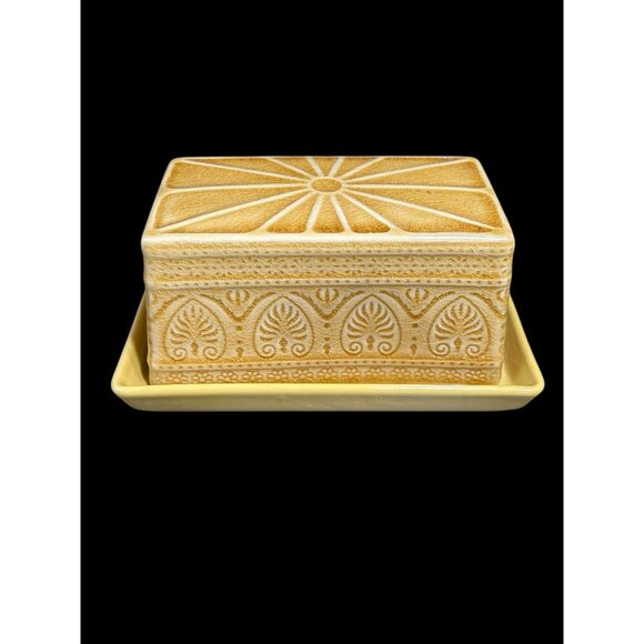 Vintage Bloomingville Rani Ceramic Lidded Yellow Butter Box Covered Dish London - Picture 6 of 10